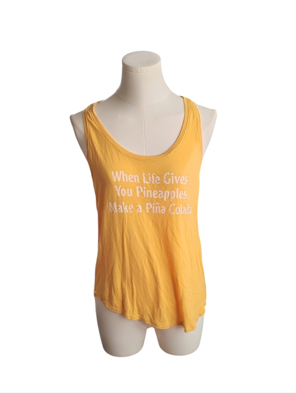 Grayson Threads Pina Colada Soft Yellow Lightweight Summer Tank Top Size Small